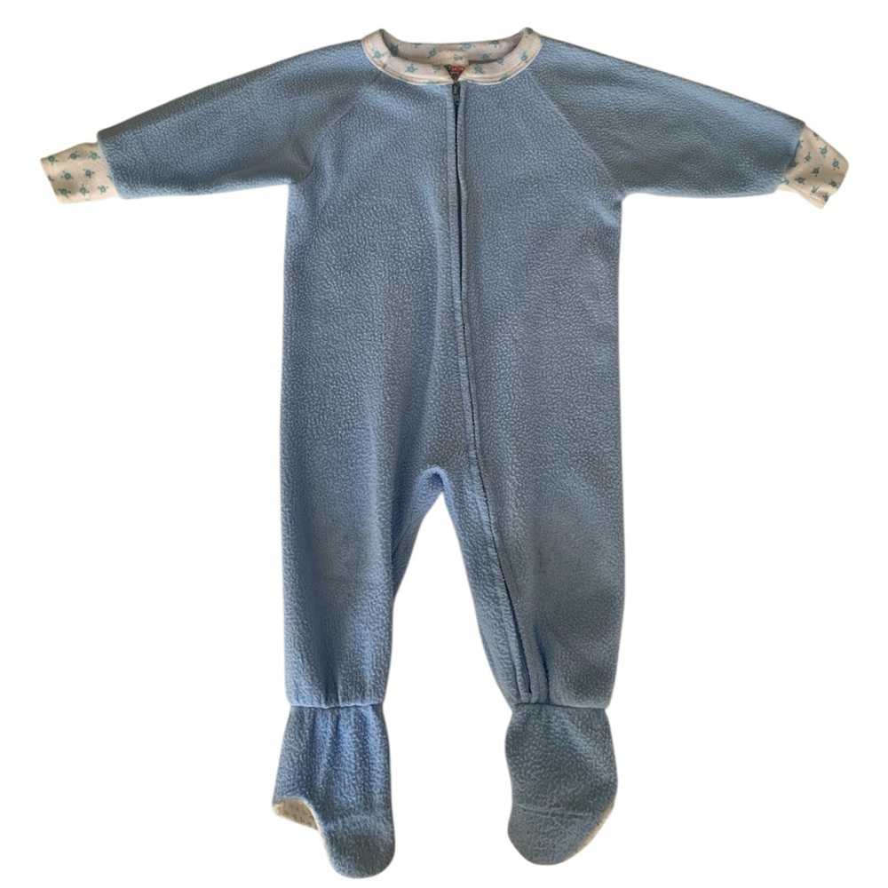 Vintage Small Steps Footed Pajamas Sleeper Boys 2T Blue 90s Long Sleeves Cuffed